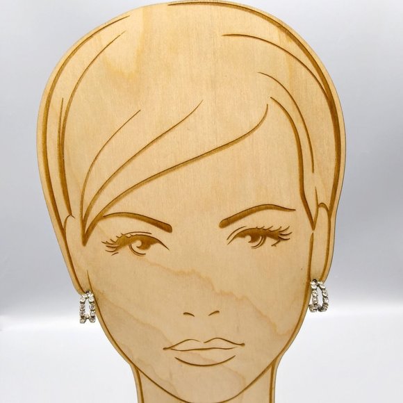 Vintage Glam Split Hoop Earrings, Double Crystal Encrusted Hoops in Silver Tone - Picture 1 of 3